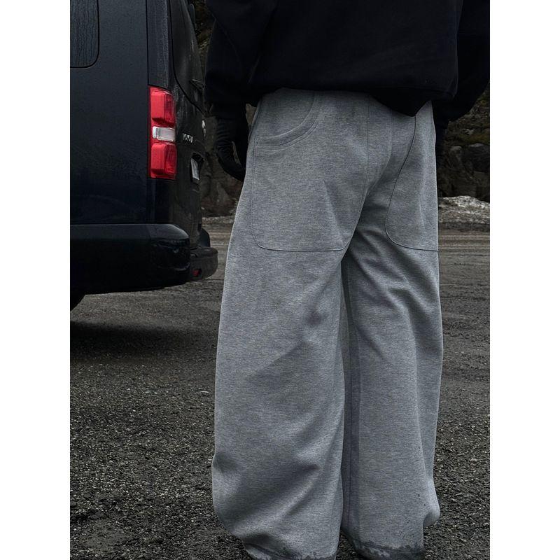 Loose Casual Straight-Leg Knife-Cut Sweatpants for Men and Women, Spring and Autumn Trendy High-Waisted Versatile Drape Straight-Leg Sports Pants