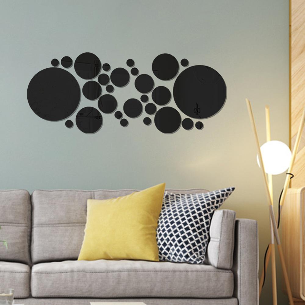 26pcs Circle Mirror Wall Stickers 3D Stereoscopic Acrylic Wall Decoration