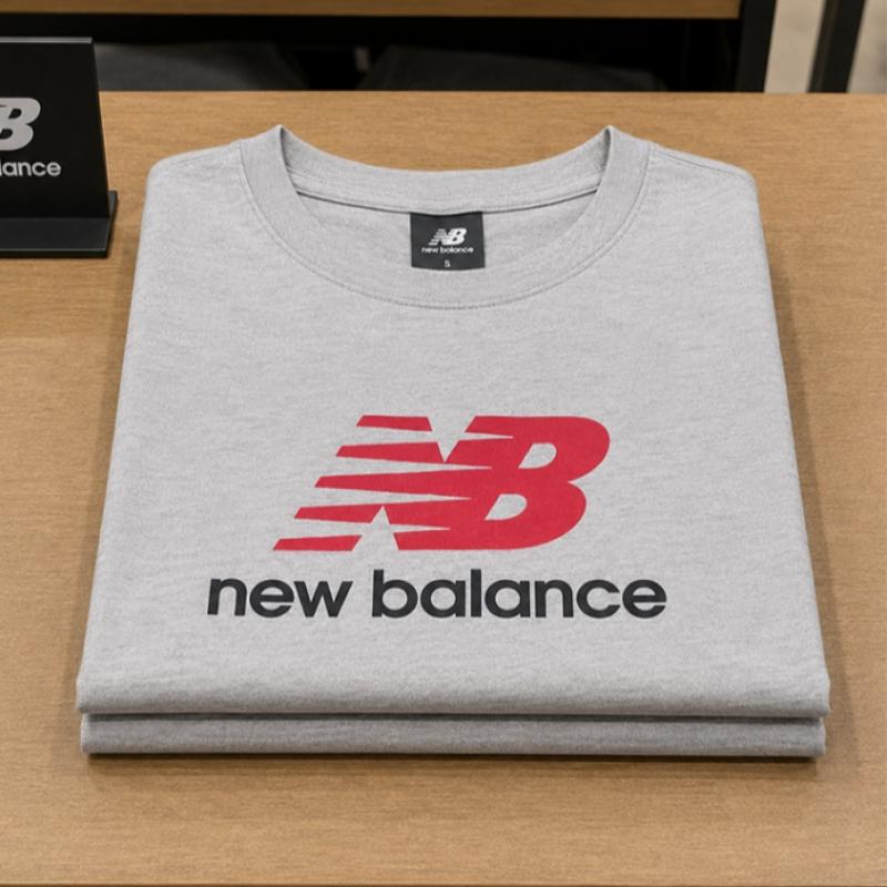 New Balance Men S aThleTicS Logo ShorT Sleeve T ShirT Grey mT51500 Ahh