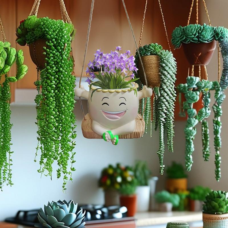 

Smile Face Hangable Planter Resin Hangable Flower Pots Cartoon Hangable Outdoor Flower Planter With Drainage Hole For Grasses United States