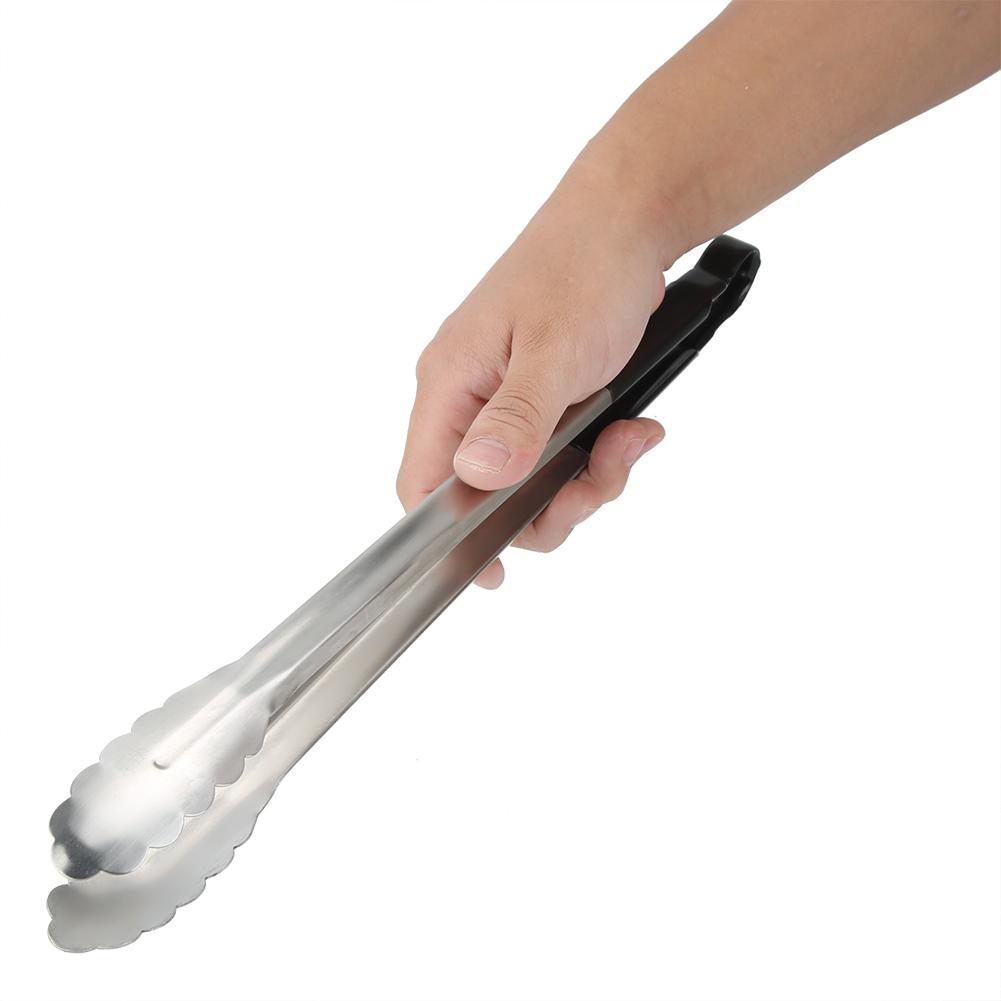 Stainless Steel Black Handle BBQ Grill Food Clip Anti-scald Barbecue Clamp Accessory Tongs Tool