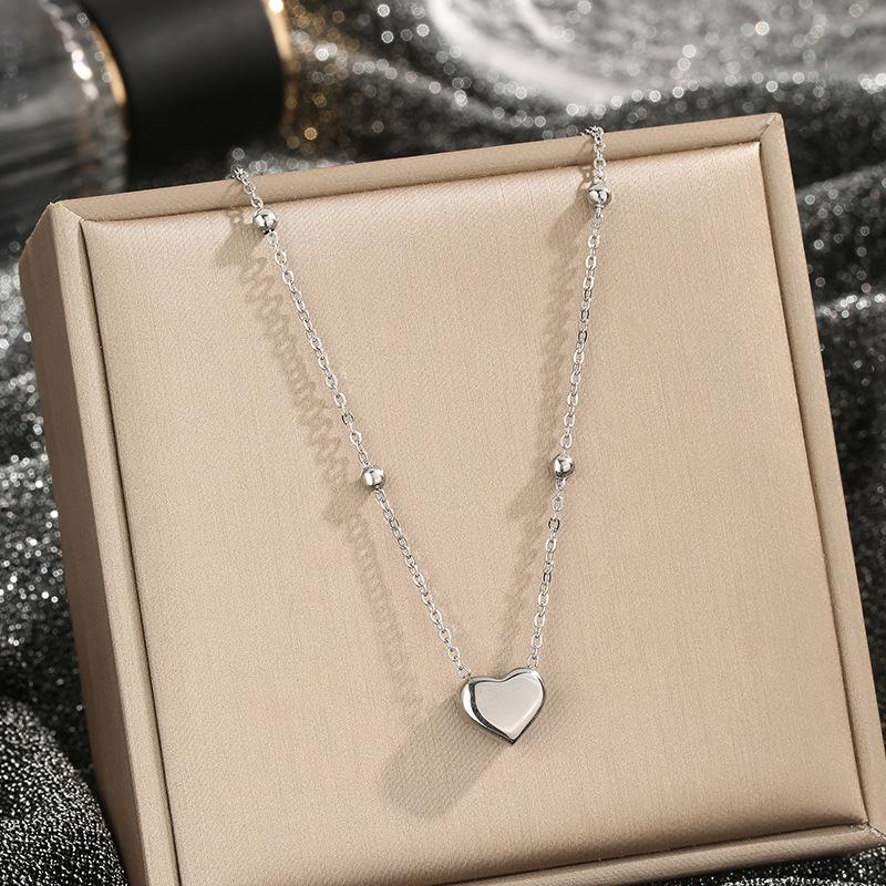 Stainless Steel Gold Color Heart Love Chain Necklace Bracelets Earrings For Women Girl   Non-Fading Jewelry Set
