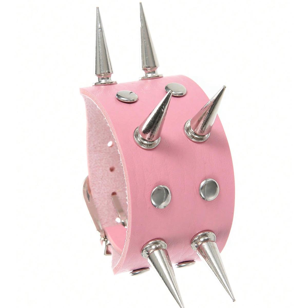 1 Punk Pink Nieten Kreatives Armband, Perfektes Geschenk Für Tägliche Feiertagspartys, Halloween-Karneval-Auftritte, Rock And Roll pink