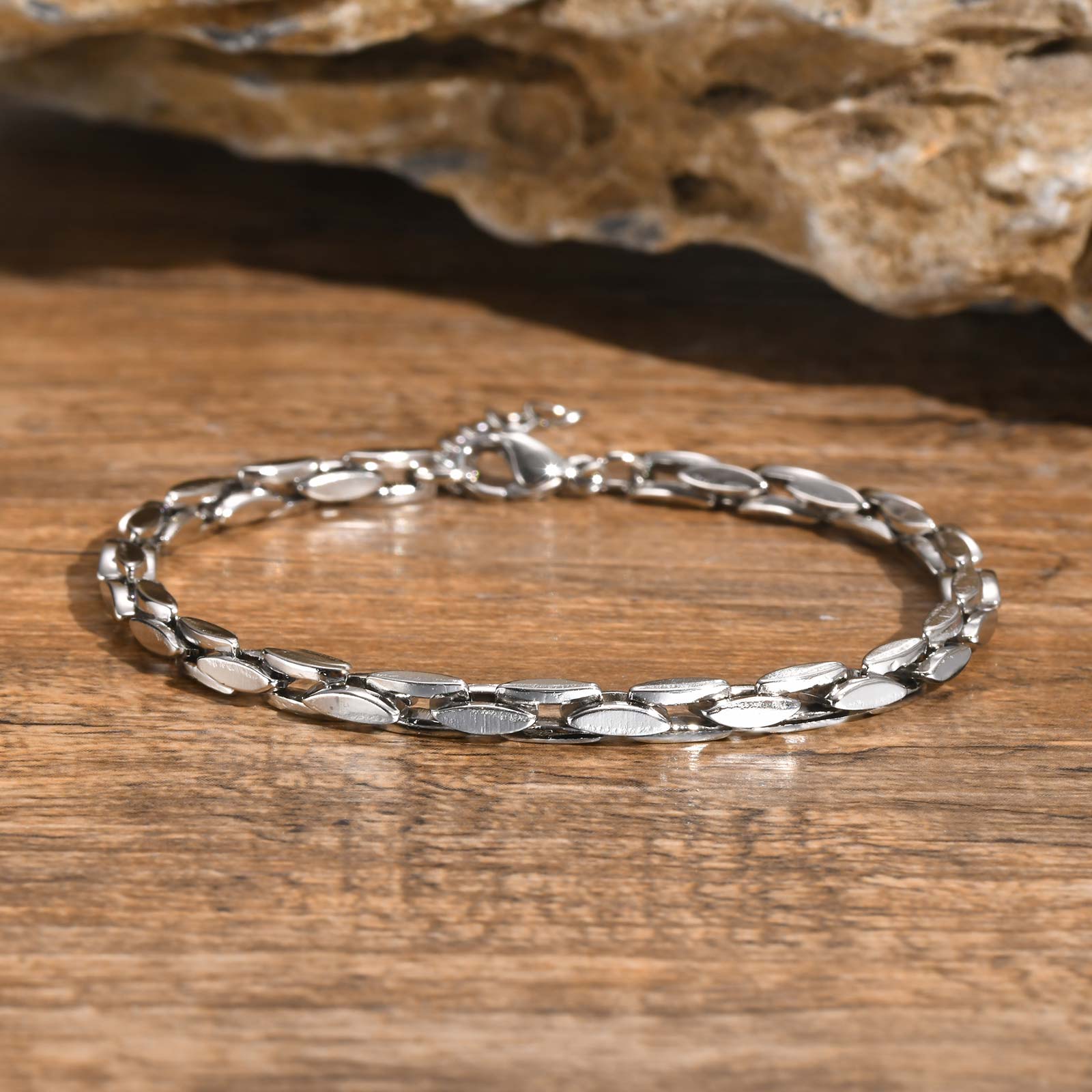 

Simple Handmade Bracelet for Women Men, Link Adjustable Couple Bracelets,Stainless Steel Waterproof Jewelry,Valentine s Day Gift