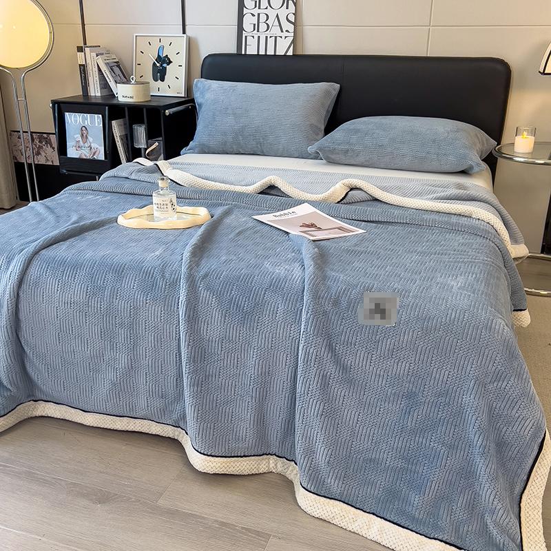 Solid Color Knitted Blanket Office Nap Blanket Single Sofa Blanket Coral Fleece Air Conditioning Blanket Bedding Home Decor