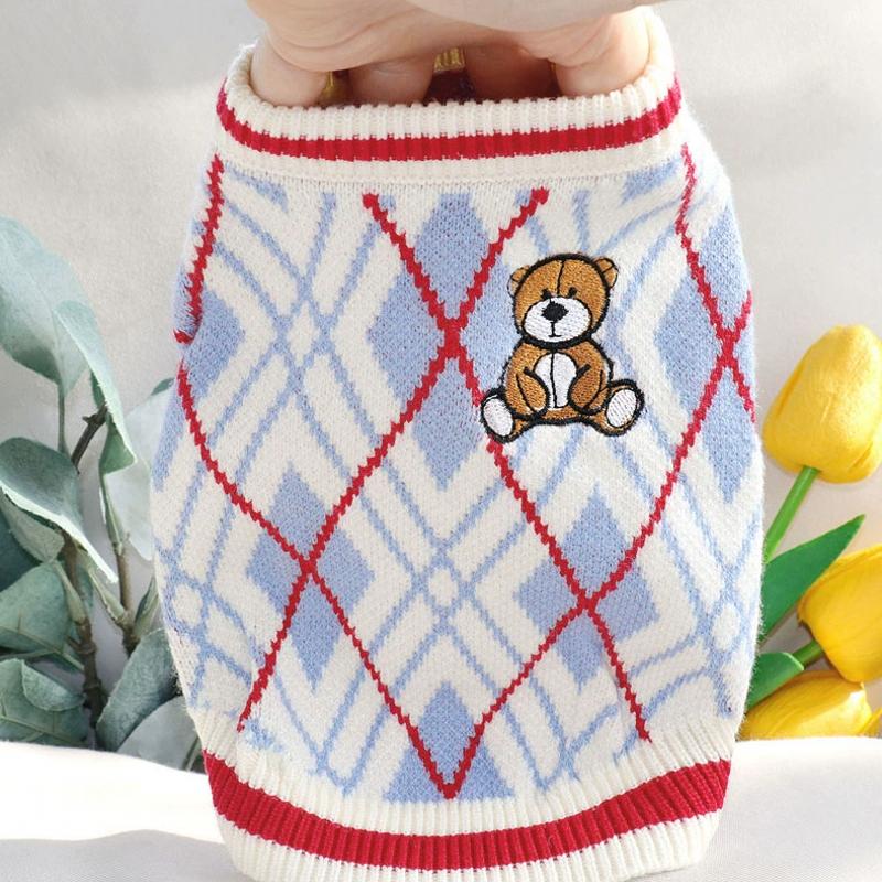 Cute Bear Dog Clothes Striped Autumn Winter Sweater for Dogs Pet Warm Coat Knitted Clothing Chihuahua Dachshund Puppy Pullover