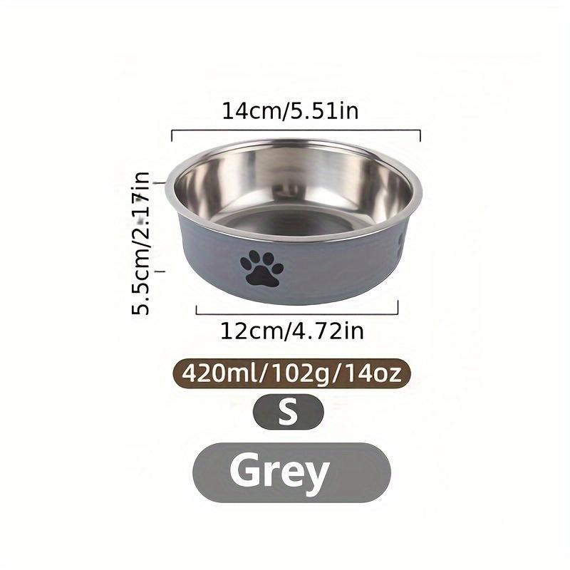 

1 шт. Прочная миска для питомца из нержавеющей стали, Нескользящая, Легко моется, Милая миска для собаки с отпечатком лапы, Идеально подходит для еды и воды S 14cm серый