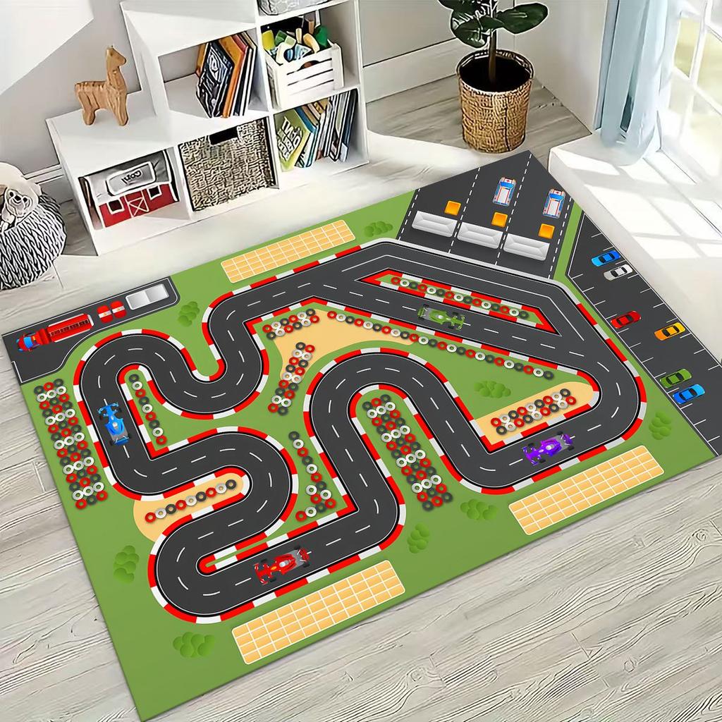 Child Urban City Road Traffic Learning Interactive Game Playroom Rug for Bedroom Living Room Sofa Home Doormat Decor,Non-slip