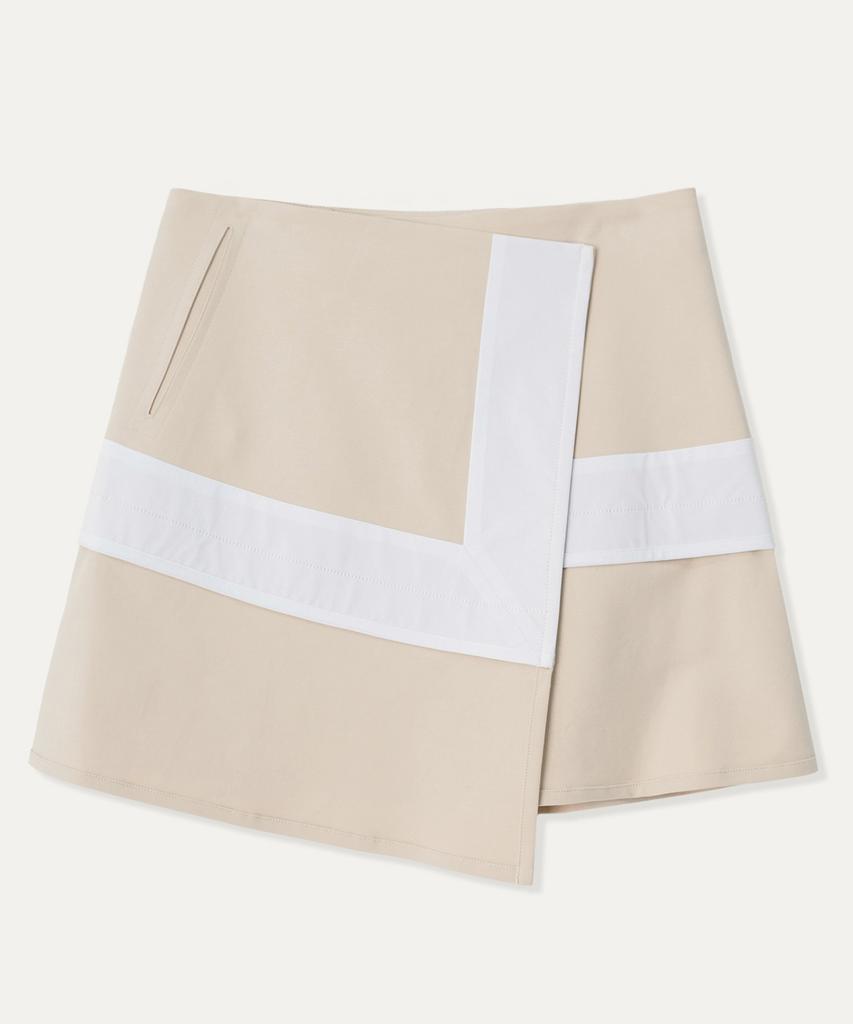 Mayol Contrast Cotton Blend Wrap Skirt_Light Beige