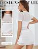 Sexy Hoge Hals Mesh Patchwork Slim Fit Jurk met Taille-Cinchende Geplooide Ontwerp