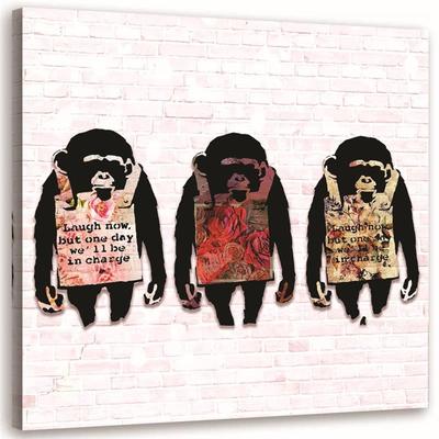 Tableau sur toile, Banksy 3 singes