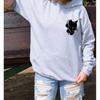 Womens Hooded Long Sleeve Sweatshirt With Cat Print - Casual Streetwear Top In Multiple Colors
