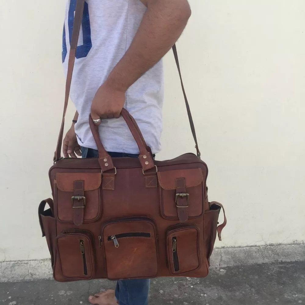 Bag Leather Travel Duffle Gym Weekend Overnight Luggage Holdall Large