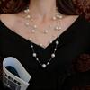 French Pearl Layered Sweater Chain: Women's High-End Starry Necklace for Chic Style