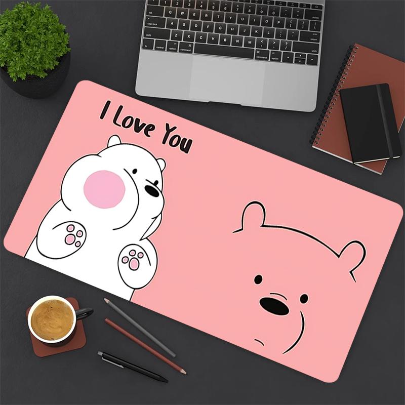 1Pc Love Bear Heart Pink Gaming Mouse Pad Keyboard Desk Mat Non-slip Rubber Lock Edge Waterproof Computer Mousepad for Office Home Decor Y1323