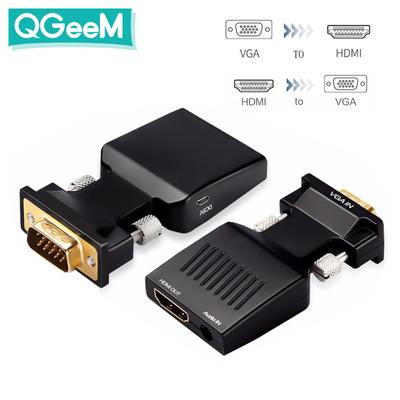 QGeeM Adattatore convertitore da VGA a HDMI con audio Full HD Adattatore da VGA a HDMI con uscita video 1080P HD per PC portatile Da HDMI a VGA