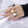 EUEAVAN Stainless Steel Heart Pendant Couple Dating Ring Fashion Sweet Charm Finger Rings for Women Men Wedding Lover Jewelry