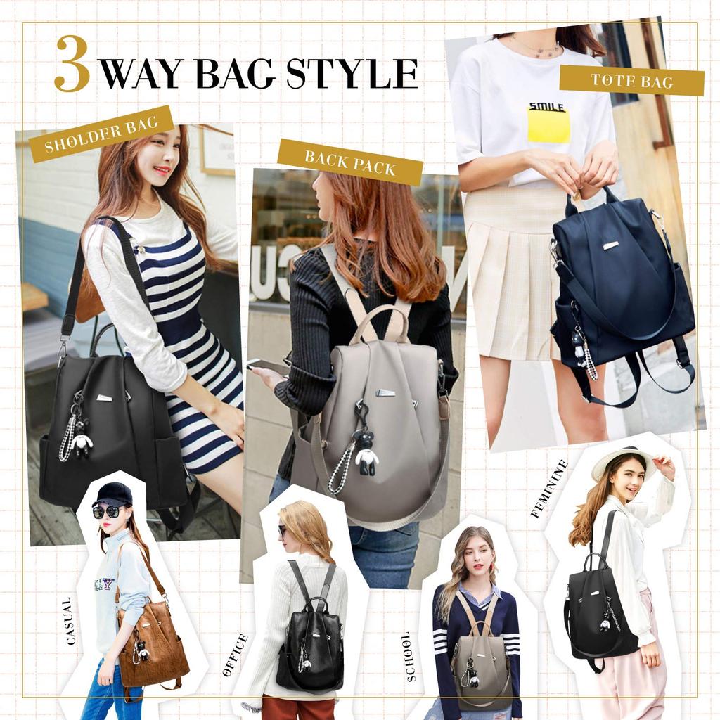 DESAFIANTE Large Capacity Waterproof and Lightweight Nylon Business Korean Style Women's Anti-theft Backpack, (Gray)