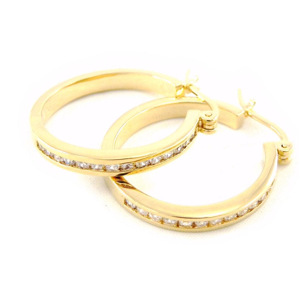 Les Trésors De Lily [G2059] - White Gold Plated 'Cristal Plénitude' Hoop Earrings