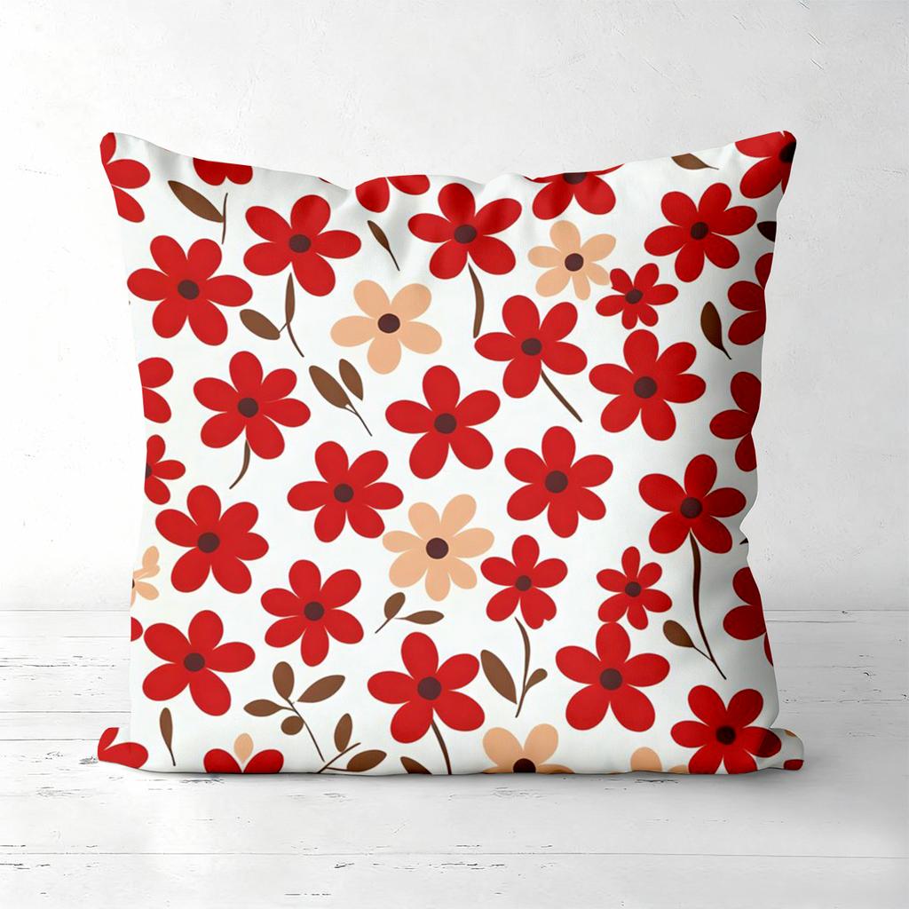Floral Patterned Cushion Covers Red And Pink Polyester pillowcase, sofa decorative cushion cov Headboard Pillow