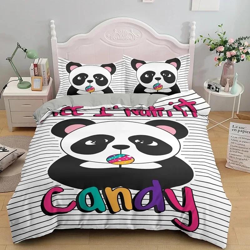 Luxury New 3D Print Bedding Set Panda Duvet Cover Set Teens Boys Girls Cartoon Animal Quilt Cover Queen Size Pillow Case