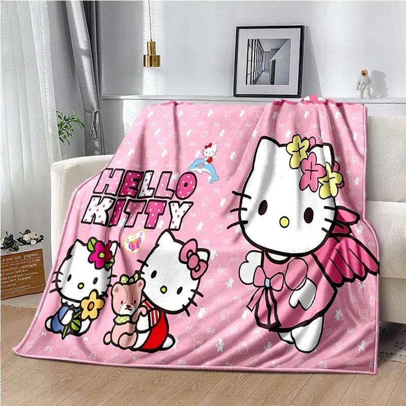 HelloKitty Cartoon Anime Kawaii Blanket for Kids Super Soft Cute Blanket for Travel Bedding Couch Sofa Bed Blanket Birthday Gift