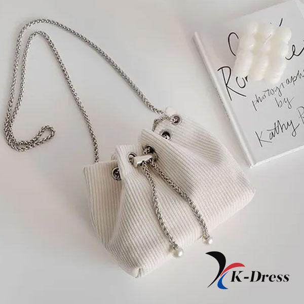 Corduroy Chain Mini Bucket Bag (1 Color)