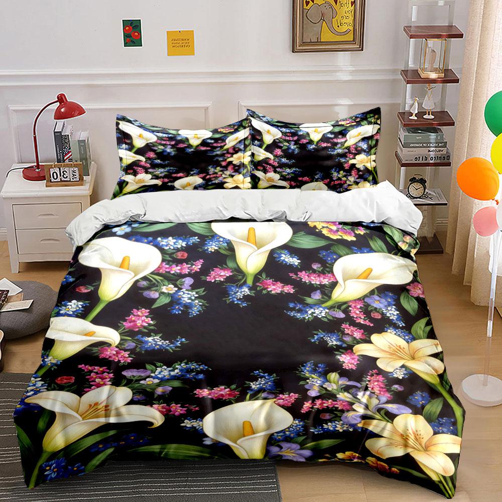 Calla lilies and wildflowers. Bedding sets Duvet cover sets Duvet covers Pillowcases(1* Duvet Cover 2* Pillowcases without duvet insert) 135x200cm
