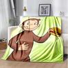 Curious George Flannel Blanket Soft Warm All-Season Throw, Design for Camping, Car Travel, Hiking Sofa, Bed, Office Perfect Gift for Parties