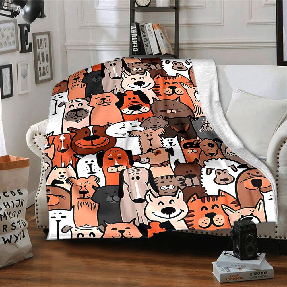1pc Pets Animals Dog Print Blanket   Lightweight Flannel Throw Blanket For Sofa, Bed, Living Room, Office, Outdoor Travel, Camping