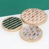 Bamboo Wood 6 Slots Round Ring Earrings Trays Showcase Display Jewelry Organizer