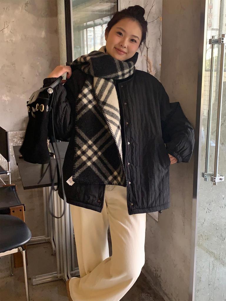 Plus Size Women's Korean Style Winter Padded Jacket 2025 - Loose Fit, Warm, Windproof, Round Neck, Solid Cream Color Cotton Coat