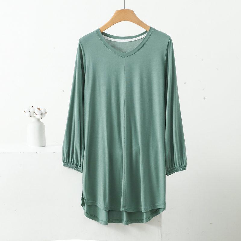 Women's V-Neck Plus Size Loose-Fit Modal T-Shirt - Nine-Sleeve Casual Summer Top