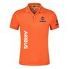 New Solid Color Men AIRBUS AVIATION Flight Lapel  Polo Shirt Bare Stand Collar T-shirt European Loose Short Sleeves Tops