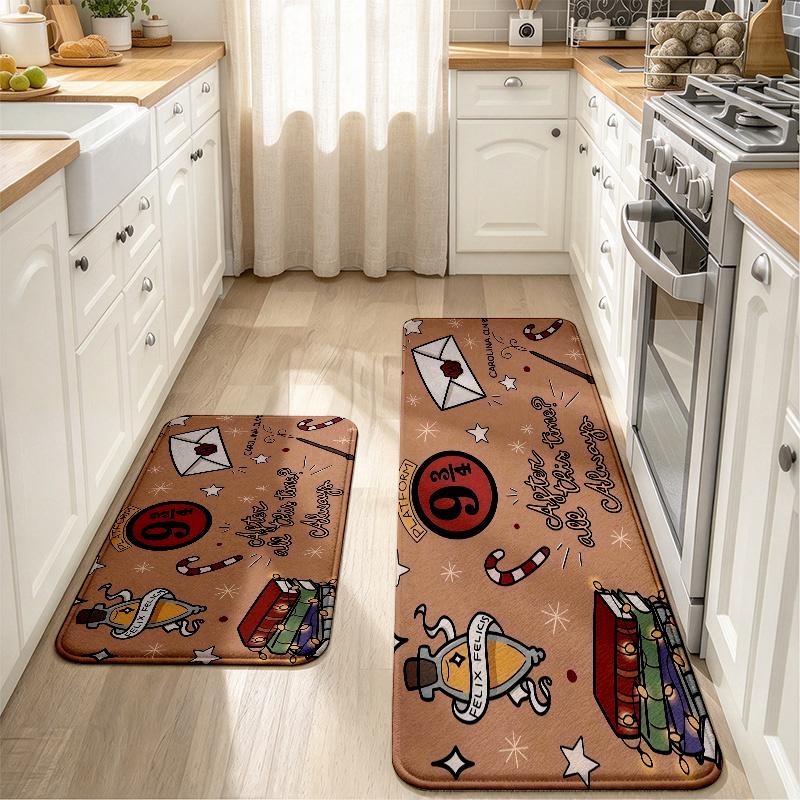 Harry Potter Flannel Kitchen Mat Christmas Soft Area Rug Non Slip Floor Carpet Home Decoration
