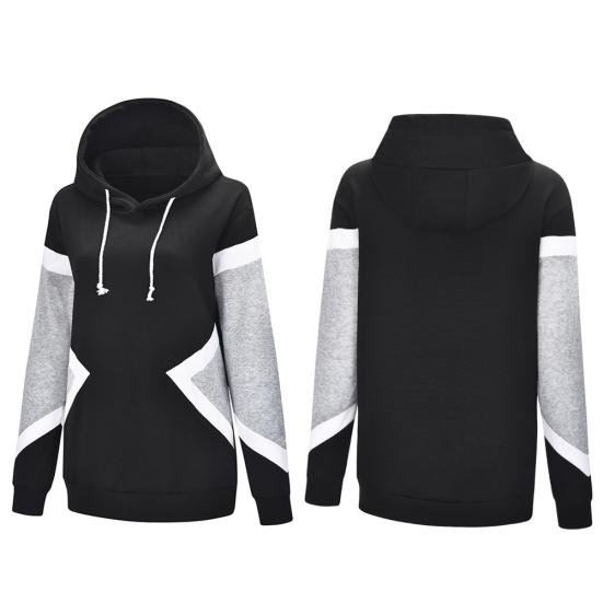 Fashion Unisex Color Block Long Sleeve Drawstring Hooded Sweatshirt Warm Hoodie