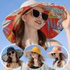 Double-sided Women Sun Hat Big Brim Cotton Summer Bucket Hat Outdoor Travel Beach Panama Hat Adjustable Brim 18cm