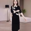 Elegant Snowflake Velvet Patchwork Dress: 2025 Autumn/Winter Age-Reducing Formal Style