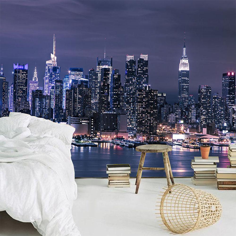 3d Wallpaper Modern City Night View Mural Living Room Tv Background Wall Mural Home Decoration