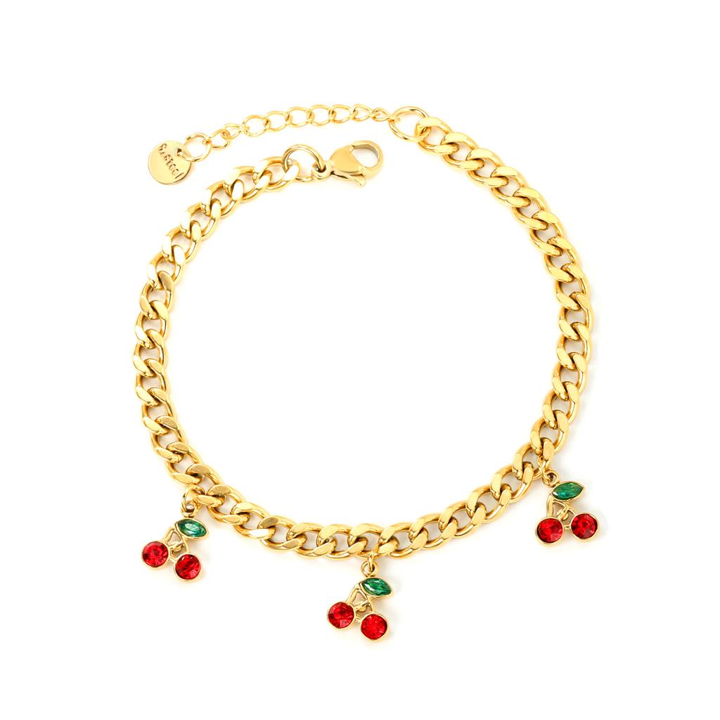 Rose Gold Cherry Bracelet Elegant Hand Jewelry For Women Simple Fashion Delicate Accessory