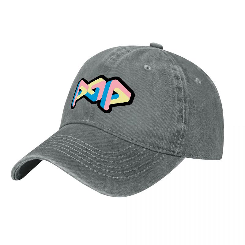 POP Logo Washed Canvas Baseball Cap Retro Colorful Embroidery Unisex Adjustable Hat Streetwear Fashion