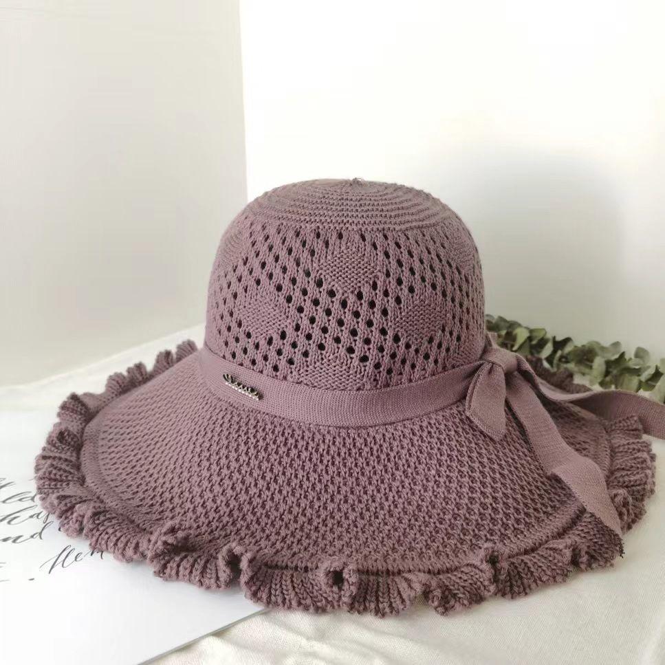 Hollow Fisherman Hat Women's Large Brim Sun Protection Summer Foldable Woven Sun Protection Beach Vacation Hat
