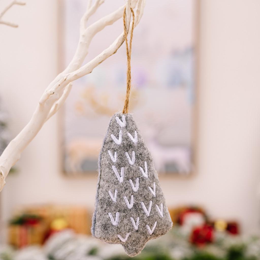 Festive Christmas Minimalist Fabric Tree Hangings With Stripes And Dots For Decoration Seasonal