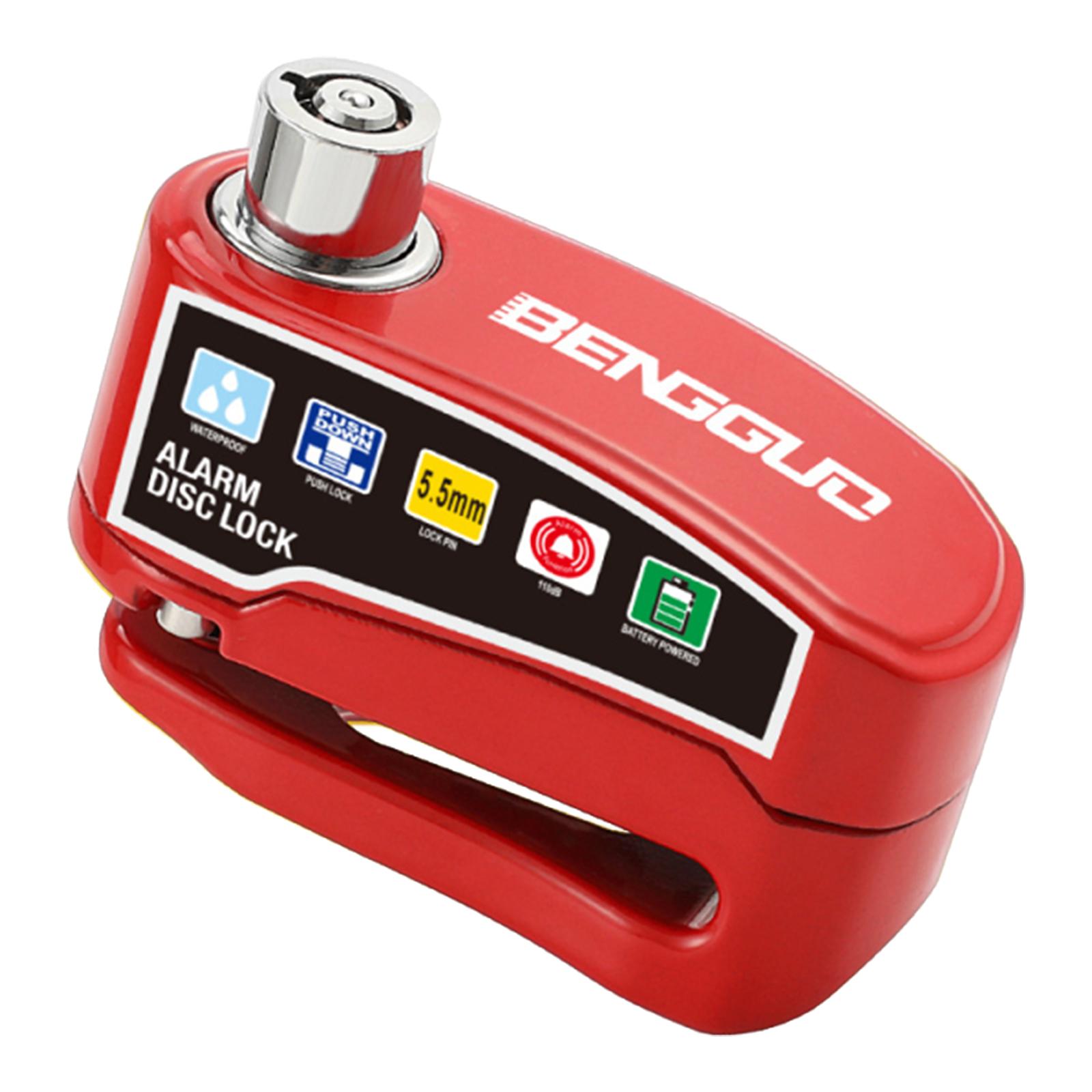 Motorcycle Disc Block Alarm Lock with 2 Key Bicycle Alarm Disc Brake Lock Loud Alarming Discs Locks for Scooter Bicycle