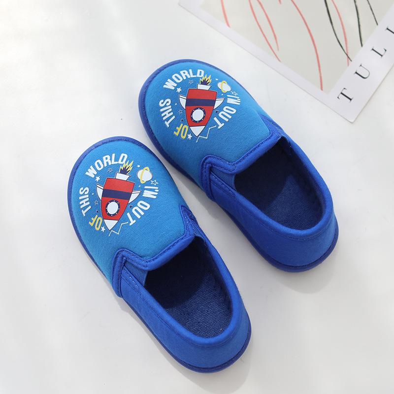 

Boys Rocket Thick-Soled Indoor Slippers – Cartoon Design, Cotton, Closed-Back. Perfect for Spring and Autumn. Insole 19.2 cm