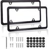 Alpmosn 2PCS Stainless Steel License Plate Frames, 4 Holes Car Licence Plate Covers with Screws Washers and Caps, Car Exterior Accessories, License