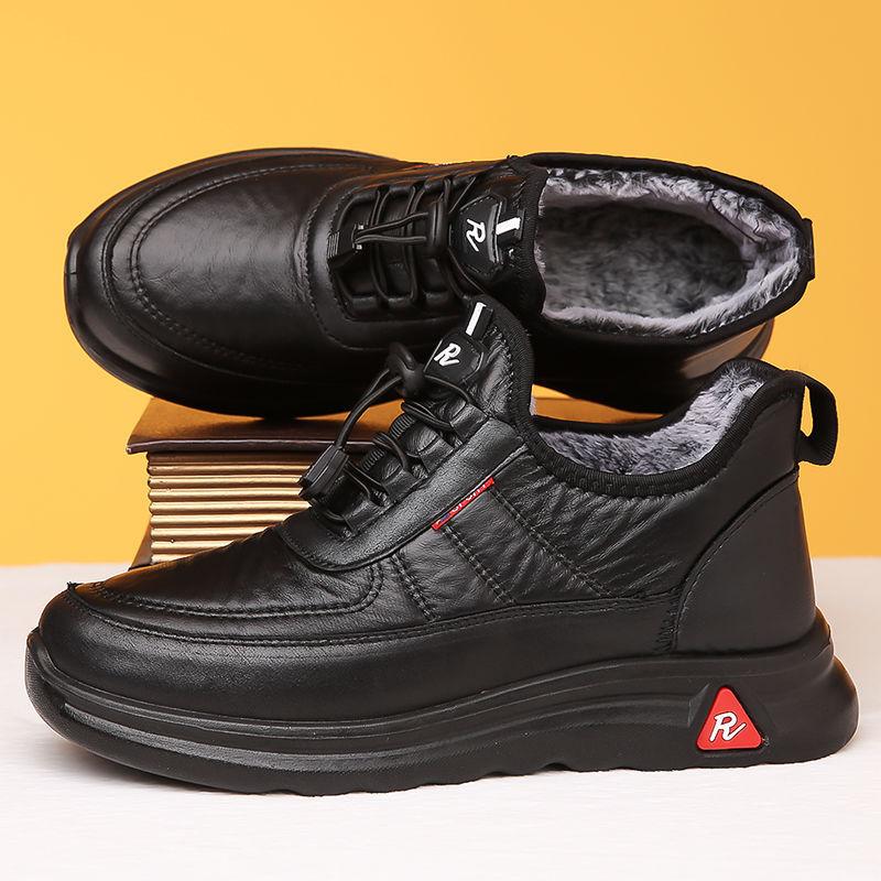 Winter Old North Cloth Shoes Men's Cotton Shoes Piled and Thickened To Keep Warm Middle-aged and Elderly Father Shoes Waterproof and Non-slip