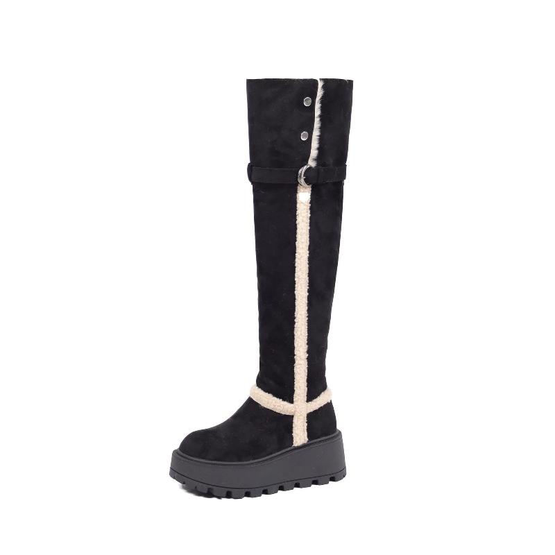 

Women s Thick Bottom Snow Boots Women s Long Tube Winter High Tube Long Boots Fleece Lined Thickened Warm Northeast Cotton Shoes 40 чорний