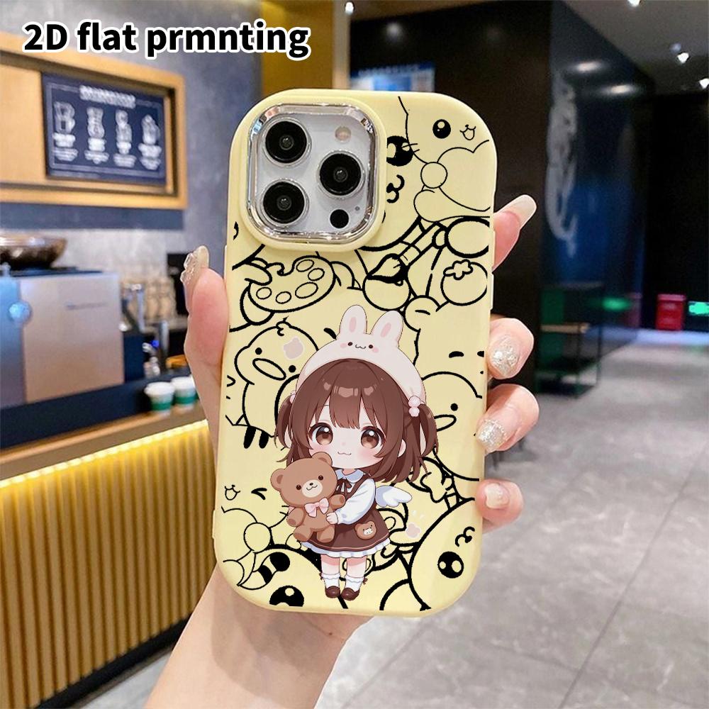 Phone case: 2D flat, suitable for iPhone 18 17 16 15 14 13 Pro protective case, cute sweet girl style, perfect holiday gift for Christmas and Hallowee