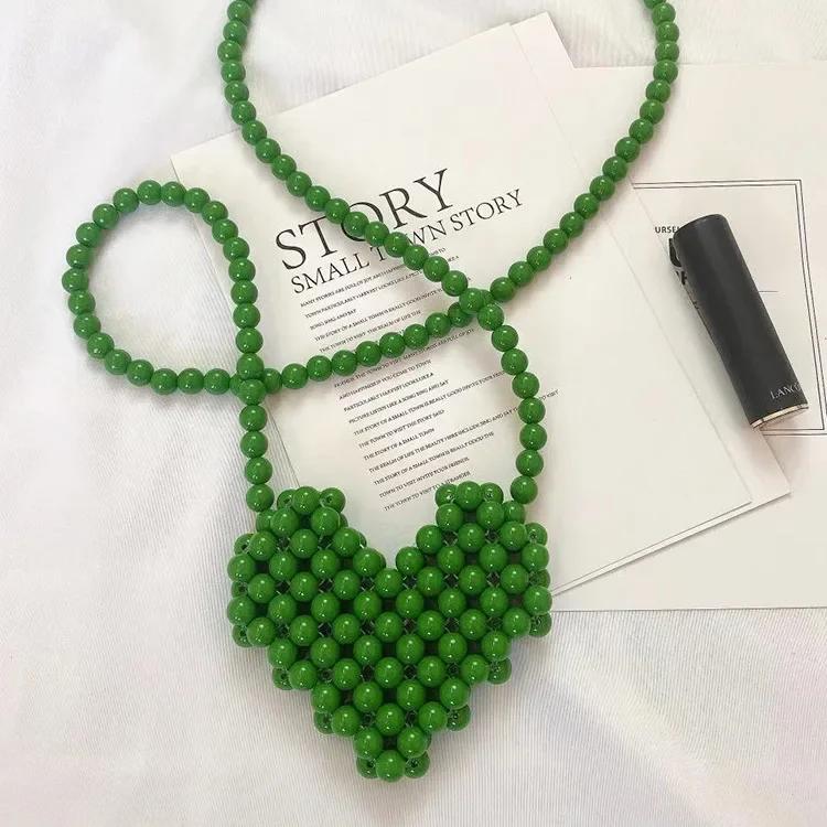 

Мини-сумки-помады с жемчугом Женская сумка через плечо Многоцветная Love Shape Work Beads Женская Весна и Лето Универсальная мода